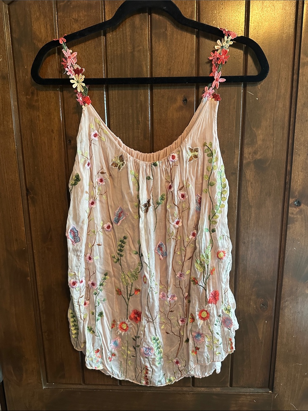 Maria Silk Embroidered Garden Cami